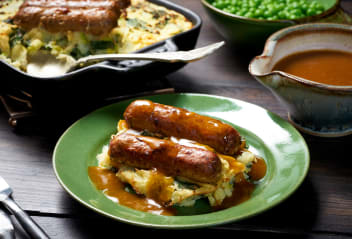 Cumberland Sausages with Baked Seasonal Colcannon